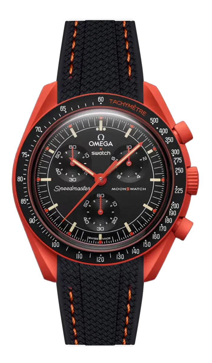 Mission on Earth — Lava fitted with the Vertech Black & Orange Stitches strap