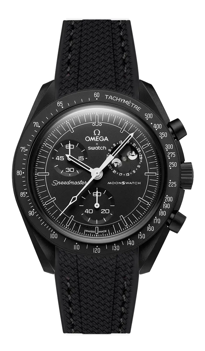 Mission to the Moonphase — New Moon fitted with the Vertech Black strap